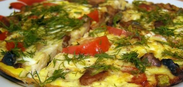 Овощной омлет с грибами