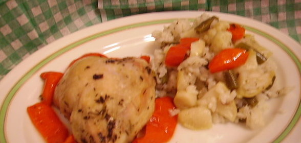 Куриные бедра с рисом