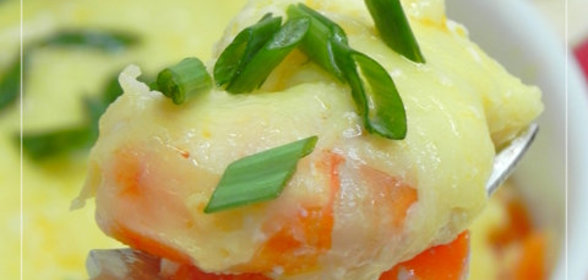 Сырный гратен с креветками
