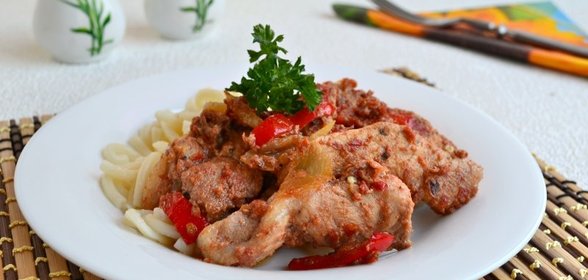 Свинина в томатно-соевом маринаде жареная на сковороде