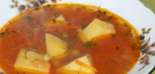 Суп с зелёным консервированным горошком