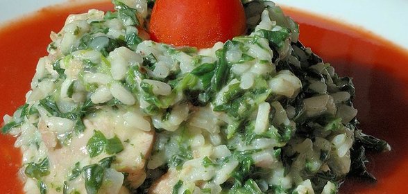Ризотто с курицей и шпинатом