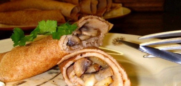 Блины, фаршированные грибами