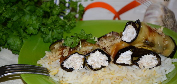 Баклажаны с творожным сыром и рисом Индика Gold