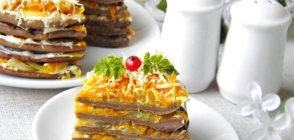 Печеночный торт из куриной печени