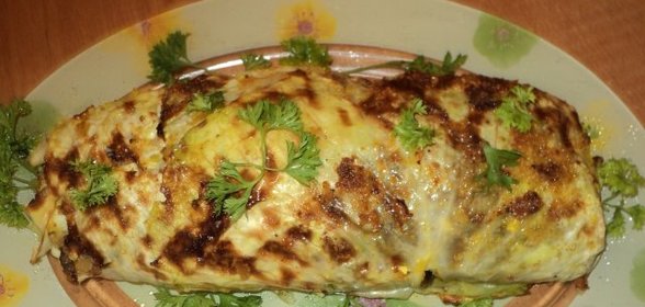 Рулет капустный с гречневой кашей и грибами