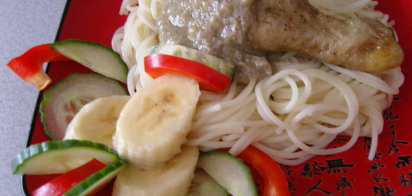 Куринные ножки с имбирем и бананом