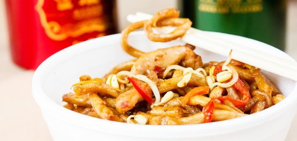 Гречневая лапша с курицей терияки