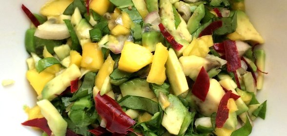 Сальса из манго, авокадо со щавелем с заправкой из маракуйи