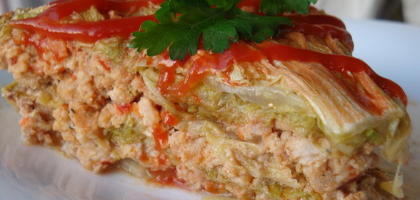 Этакая запеканка. Капуста+фарш