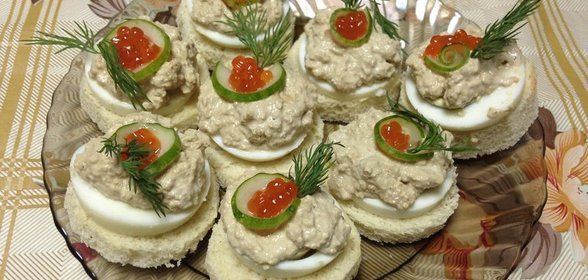 Бутерброды с печенью трески