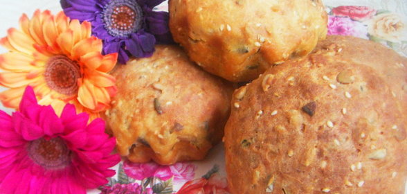 Творожные кексы с семечками и кунжутом