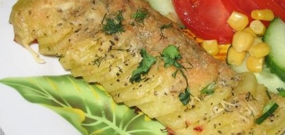 Картофель, запеченный с сыром и базиликом