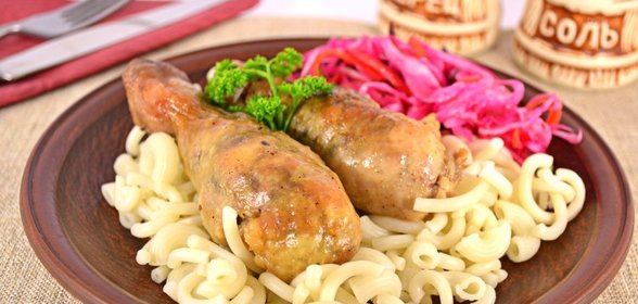 Куриные голени фаршированные грибами