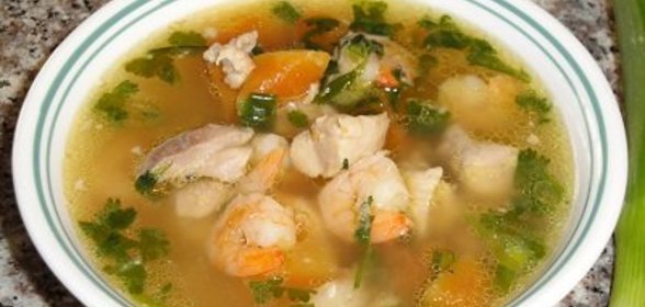 Суп с Курицей - Креветками и Папайей !!!