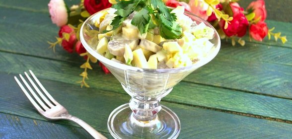 Салат с шампиньонами и сыром