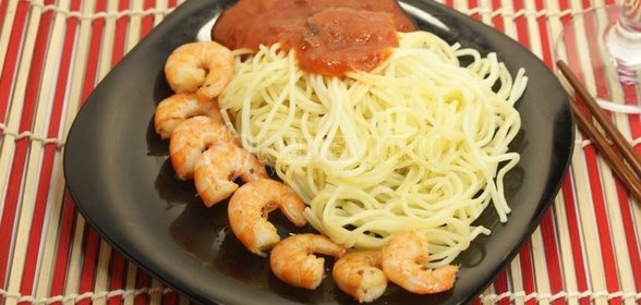 Креветки & спагетти