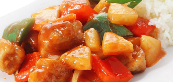 Свинина с персиками в соевом соусе со специями