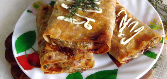 Лаваш с курицей (в духовке)