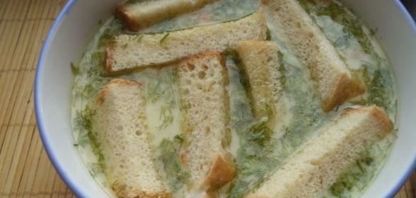 Сырный суп с гренками