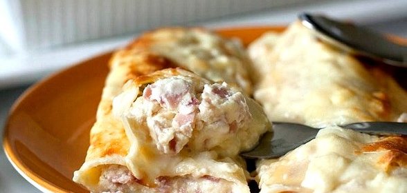 Каннеллони с ветчиной и сыром