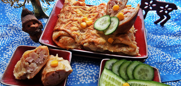 Блины с ветчиной и сыром