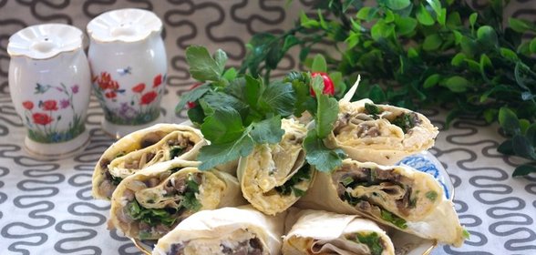 Лаваш с шампиньонами