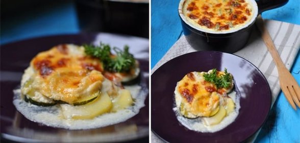 Запеканка из картофеля и цуккини в сливках