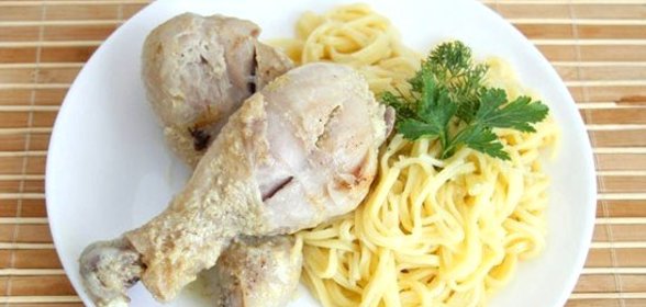 Тушеная куриная голень