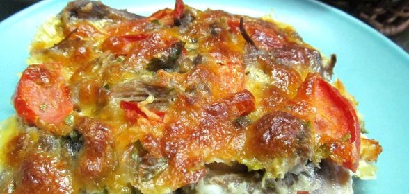 Запеканка с грибами и кабачком