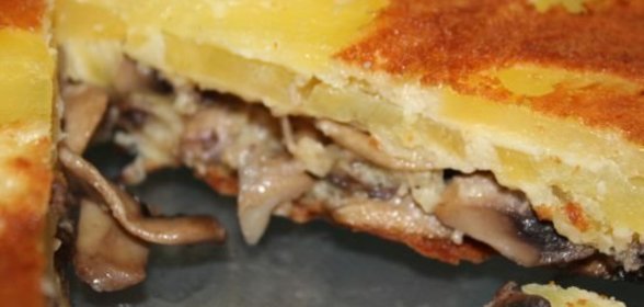 Заливной пирог с картофелем и грибами