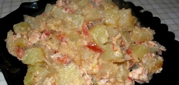 Кабачки с грудкой в духовке