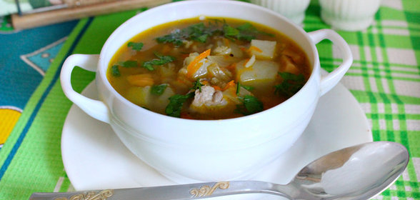 Мясной суп с лисичками и киноа mix
