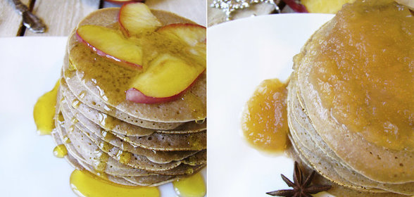 Американский Pancakes с яблочным конфитюром