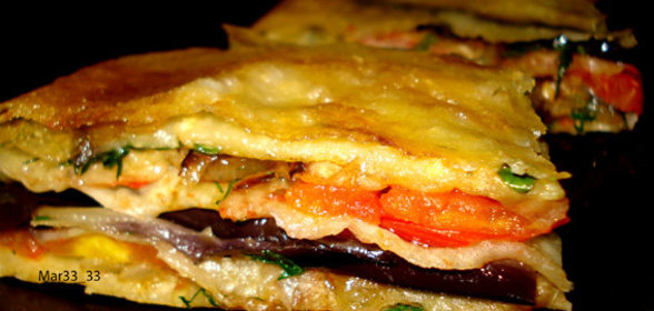 Пирог из лаваша с баклажанами