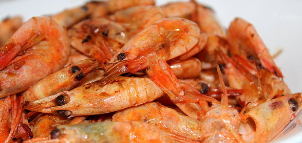 Жареные креветки с васаби и соевым соусом