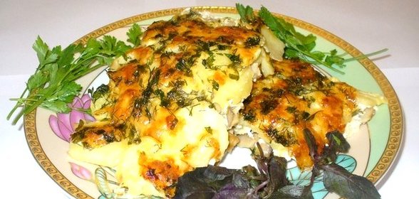 Картофель с сыром и грибами