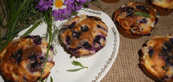 Мини-шарлотка с яблоками и черникой