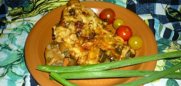 Курица с баклажанами и сыром в мультиварке