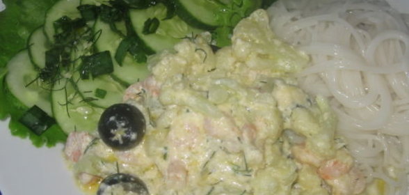 Креветки с цветной капустой