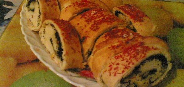 Маковый рулет с фруктами( постный)