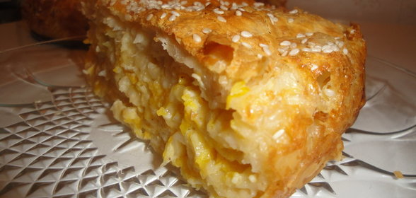 Нежный пирог с сыром и тыквой/kolokithopita/