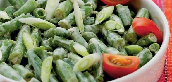 Зеленая фасоль под соусом из бальзамического уксуса