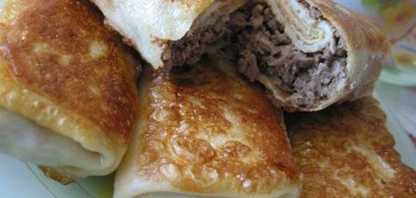 Блинчики с куриными сердечками и желудочками