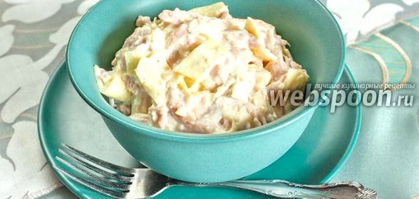 Салат из копчёной курицы с омлетом
