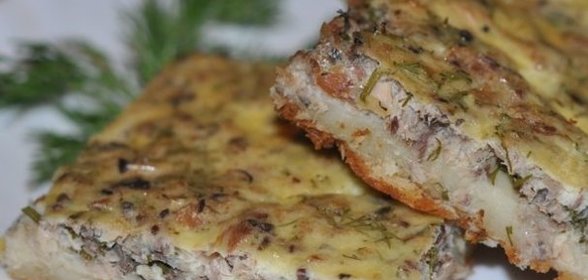 Быстрый пирог с консервированной рыбой