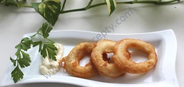 Кальмары жареные кольцами в кляре из пива