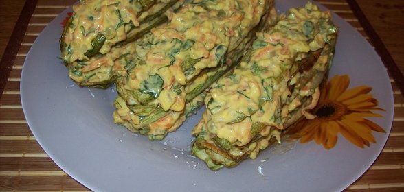 Кабачки слоёные, фаршированные