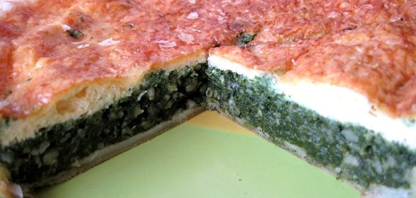 киш с рисом и шпинатом