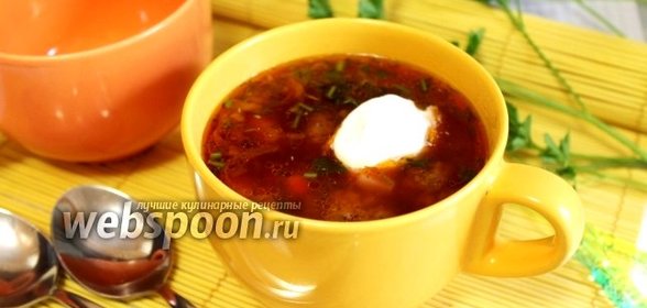 Борщ с фрикадельками и кольраби